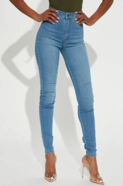 Fashion Nova Tall Flex Game Strong Super High Rise Skinny Jeans - Light Blue Wash