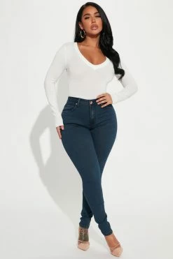 Fashion Nova Hailey Hyper Stretch Skinny Jeans - Dark Wash