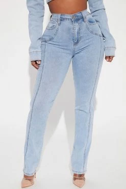 Fashion Nova Darling Seamed Skinny Jeans - Light Wash