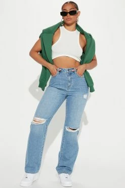 Fashion Nova Straight Leg Jeans London High Rise Straight Leg Jean - Medium Wash