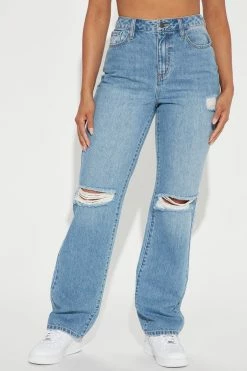 Fashion Nova Straight Leg Jeans London High Rise Straight Leg Jean - Medium Wash