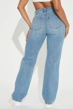 Fashion Nova Straight Leg Jeans London High Rise Straight Leg Jean - Medium Wash