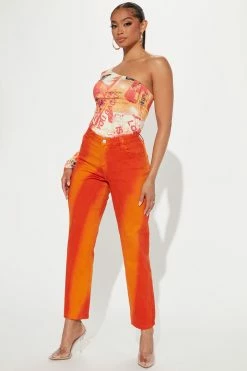 Fashion Nova New Obsession Slim Straight Leg Jean - Orange