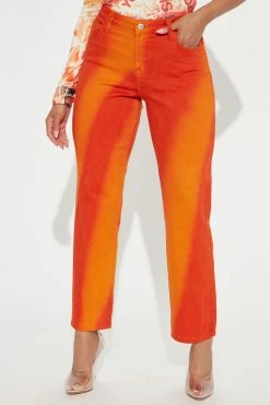 Fashion Nova New Obsession Slim Straight Leg Jean - Orange