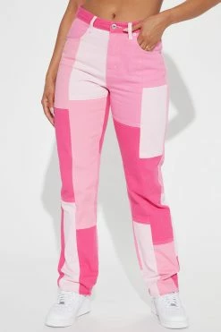 Flash Sale π₯° Fashion Nova Bubblegum Patchwork Straight Leg π Jeans - Pink β€οΈ 6 Fashion Nova Bubblegum Patchwork Straight Leg Jeans - Pink