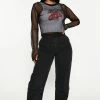 Fashion Nova Baggy Jeans Ready To Run Cargo Jeans - Black Wash