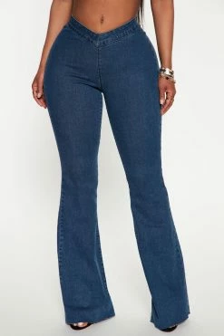 Fashion Nova Flare Jeans See Me Again Sculpted Pull On Flare - Dark Wash