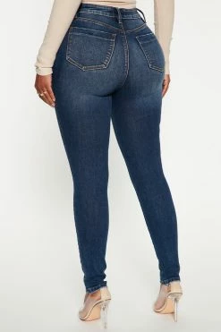 Fashion Nova Skinny Jeans On The List Deluxe Stretch Skinny Jean - Dark Wash