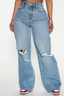 Promo โค๏ธ Fashion Nova Tough Love Baggy Ripped Straight Leg Jean - Medium Wash ๐ 6 Fashion Nova Tough Love Baggy Ripped Straight Leg Jean - Medium Wash