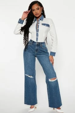 Fashion Nova Can't Be Fooled High Rise Straight Leg Jean - Dark Wash