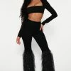 Fashion Nova Frou Frou Feather Flare Jeans - Black
