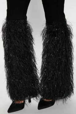 Fashion Nova Frou Frou Feather Flare Jeans - Black