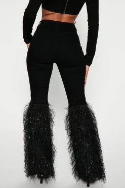 Fashion Nova Frou Frou Feather Flare Jeans - Black