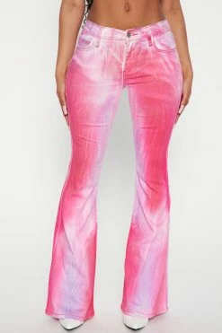 Fashion Nova In The Mix Color Gradient Flare Jean - Pink