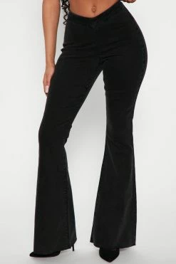 Fashion Nova Flare Jeans See Me Again Sculpted Pull On Flare - Black