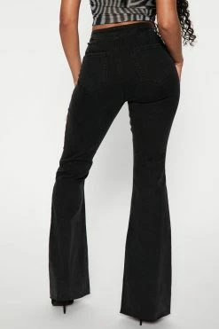 Fashion Nova Flare Jeans See Me Again Sculpted Pull On Flare - Black
