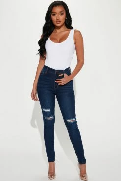 Fashion Nova Tall Calidan Skinny Jeans - Dark Denim