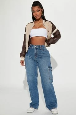 Fashion Nova Baggy Jeans Won't Stop Now Cargo Jean - Medium Wash