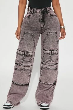 Fashion Nova Baggy Jeans Same Energy High Rise Cargo Jeans - Mauve