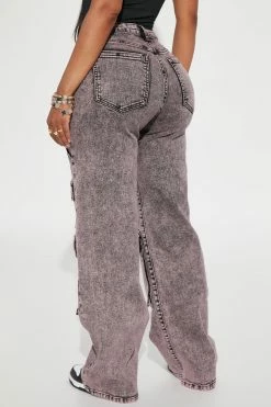 Fashion Nova Baggy Jeans Same Energy High Rise Cargo Jeans - Mauve