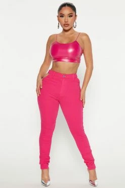 Fashion Nova I Heart You Cut Out Skinny Jeans - Pink