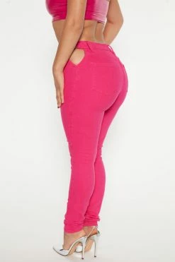 Fashion Nova I Heart You Cut Out Skinny Jeans - Pink