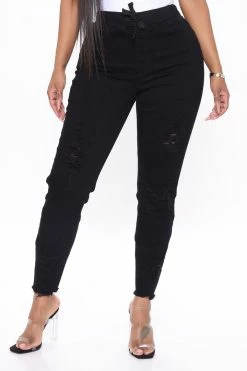 Fashion Nova Somewhat The Same Jogger Jeans - Black
