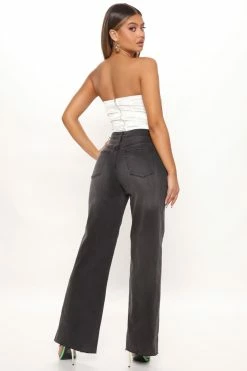 Fashion Nova Going Midtown Stretch Wide Leg Jeans - Black