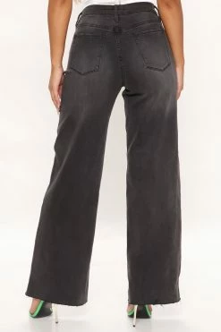 Fashion Nova Going Midtown Stretch Wide Leg Jeans - Black