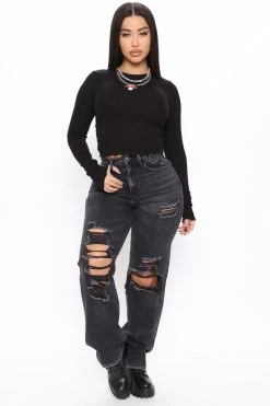 Fashion Nova One And Only Ultra High Rise Ripped Boyfriend Jeans - Black