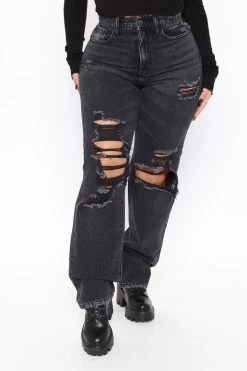 Fashion Nova One And Only Ultra High Rise Ripped Boyfriend Jeans - Black