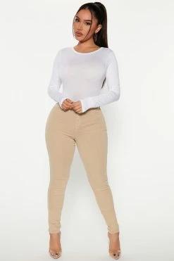 Fashion Nova Classic High Waist Skinny Jeans - Khaki
