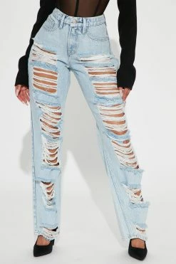 Fashion Nova Nova '90s Loose Straight Leg Jeans - Light Blue Wash