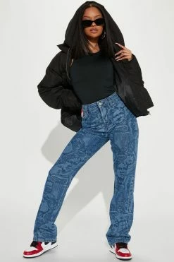 Fashion Nova Statuesque Straight Leg Jean - Dark Wash