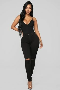 Fashion Nova Skinny Jeans Canopy Jeans - Black