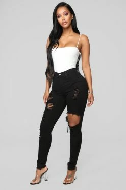 Fashion Nova Glistening Jeans - Black
