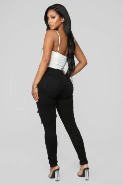 Fashion Nova Glistening Jeans - Black