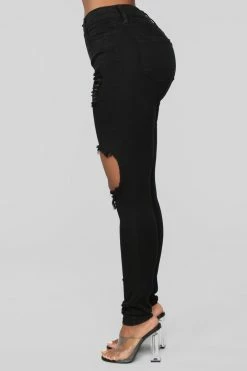 Fashion Nova Glistening Jeans - Black