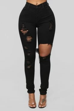 Fashion Nova Glistening Jeans - Black