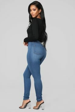 Fashion Nova Classic High Waist Skinny Jeans - Medium Blue Wash
