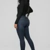 Fashion Nova Classic Mid Rise Skinny Jeans - Dark Denim