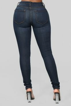 Fashion Nova Classic Mid Rise Skinny Jeans - Dark Denim