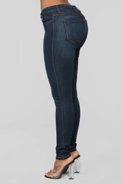 Fashion Nova Classic Mid Rise Skinny Jeans - Dark Denim