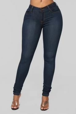 Fashion Nova Classic Mid Rise Skinny Jeans - Dark Denim
