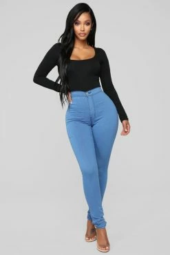 Fashion Nova Skinny Jeans Super High Waist Denim Skinnies - Medium Blue