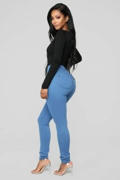 Fashion Nova Skinny Jeans Super High Waist Denim Skinnies - Medium Blue