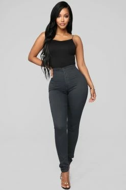 Fashion Nova Skinny Jeans Super High Waist Denim Skinnies - Charcoal