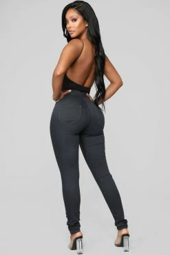Fashion Nova Skinny Jeans Super High Waist Denim Skinnies - Charcoal