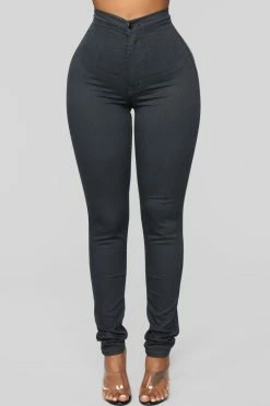 Fashion Nova Skinny Jeans Super High Waist Denim Skinnies - Charcoal
