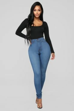 Fashion Nova Classic High Waist Skinny Jeans - Medium Blue Wash